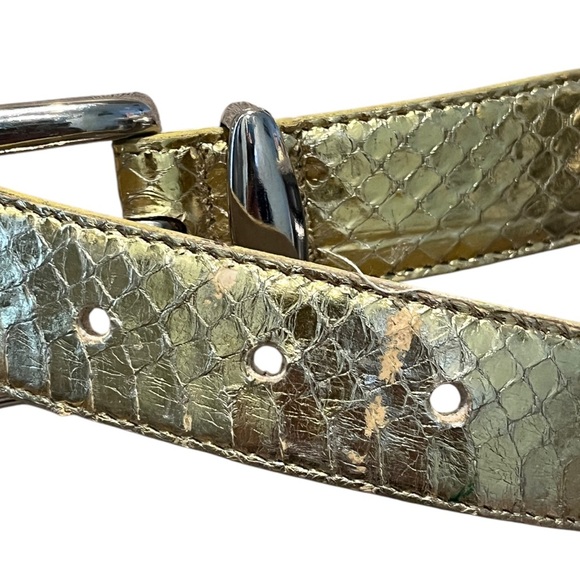 Size XS/S/M Genuine Snake Skin Vintage 90s Gold Women\'s Belt Cabochon Spring main image 4